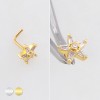 DIMENSIONAL MULTI CZ STAR POLISH 316L SURGICAL STEEL L-SHAPE NOSE RING